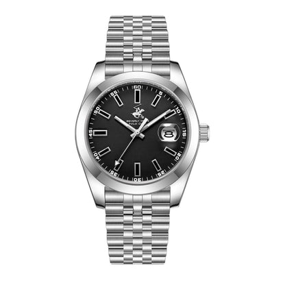 POLO BP3810X.360 SILVER STEEL BAND BLACK DIAL  FOR MEN