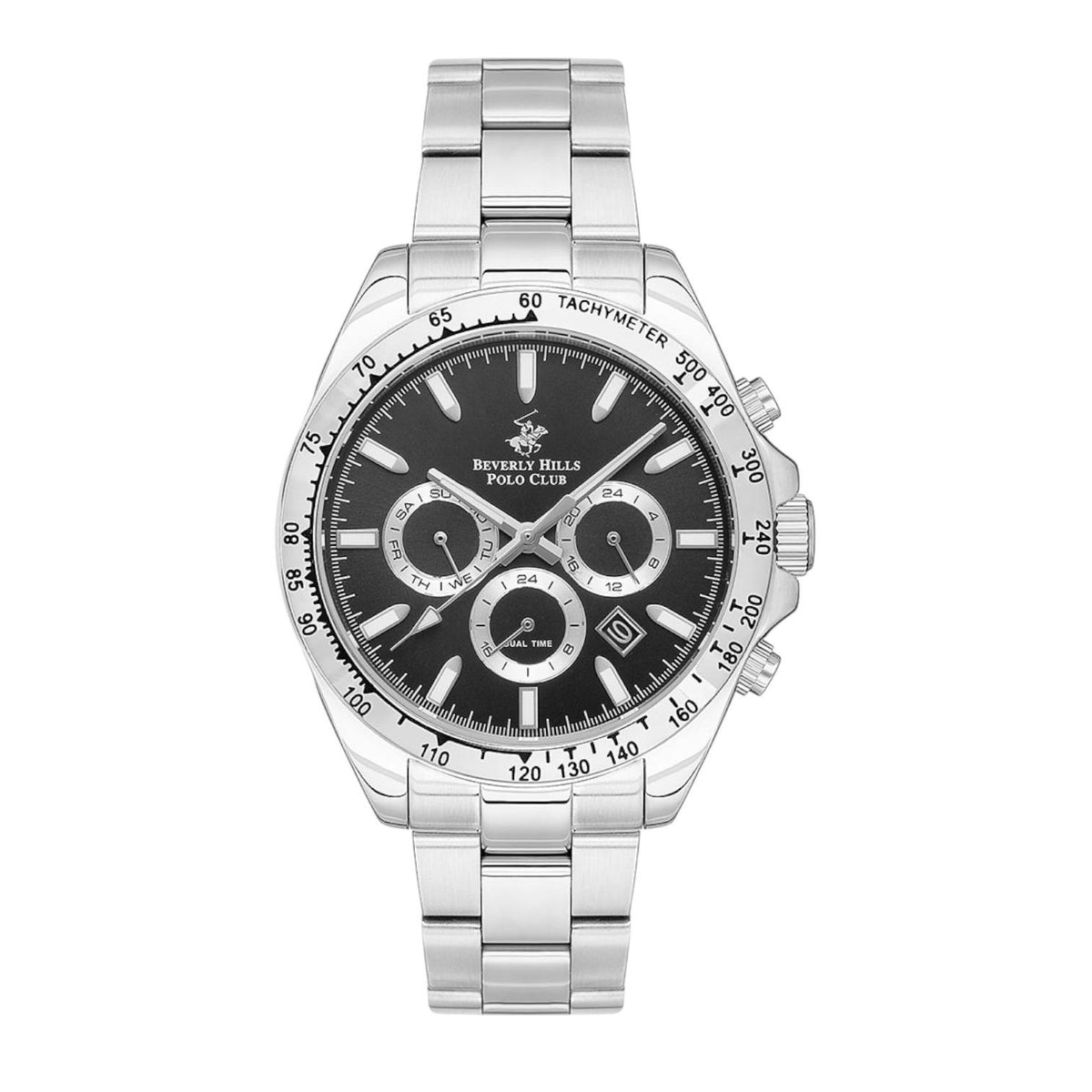 POLO BP3127X.350 SILVER STEEL BAND BLACK DIAL  FOR MEN