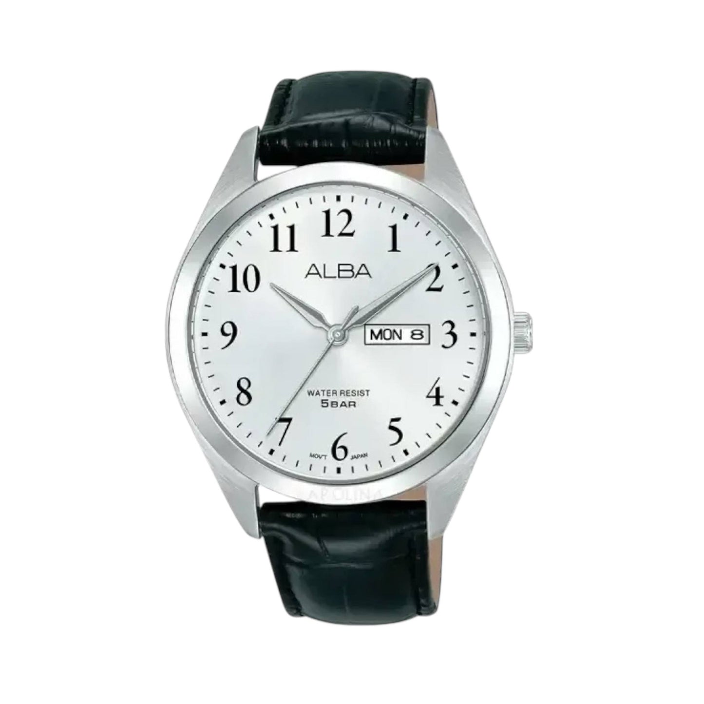 ALBA  AJ6219X1Q BLACK LEATHER BAND SILVER DIAL  FOR MEN