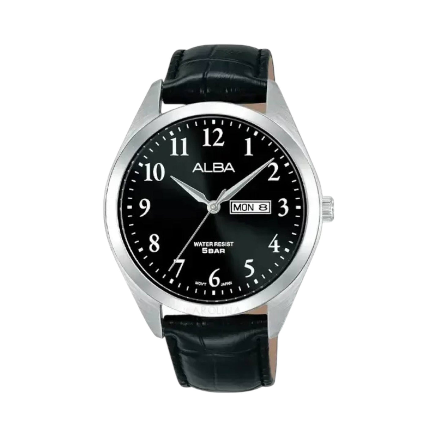 ALBA  AJ6217X1Q BLACK LEATHER BAND BLACK DIAL  FOR MEN