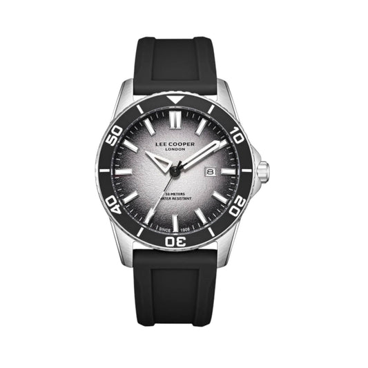 LEE COOPER LC08278.351 BLACK RUBBER BAND BLACK DIAL  FOR MEN