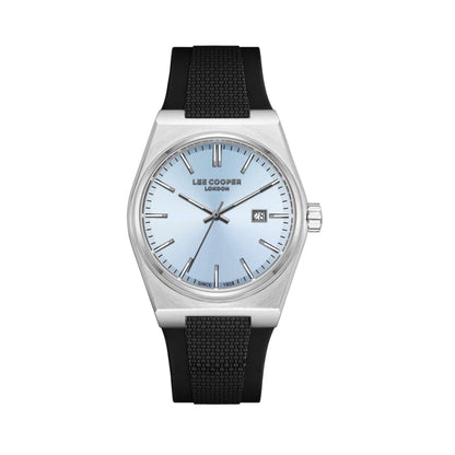 LEE COOPER LC08250.301 BLACK RUBBER BAND BABY BLUE DIAL  FOR MEN