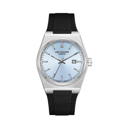 LEE COOPER LC08250.301 BLACK RUBBER BAND BABY BLUE DIAL  FOR MEN