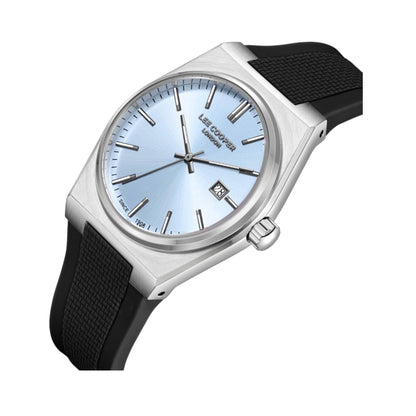 LEE COOPER LC08250.301 BLACK RUBBER BAND BABY BLUE DIAL  FOR MEN