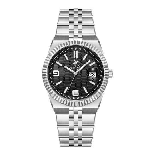 POLO BP3891X.350 SILVER STEEL BAND BLACK DIAL  FOR MEN