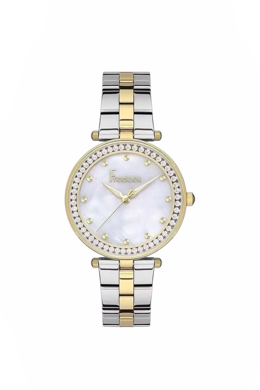 FREELOOK FL.1.10331-4 SILVER AND GOLD STEEL BAND WHITE DIAL  FOR WOMEN