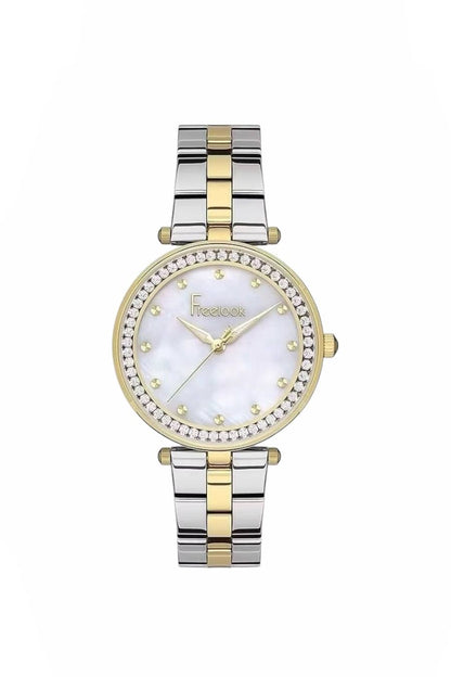 FREELOOK FL.1.10331-4 SILVER AND GOLD STEEL BAND WHITE DIAL  FOR WOMEN