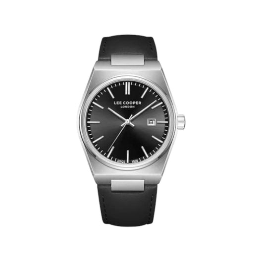 LEE COOPER LC08261.351 BLACK LEATHER BAND BLACK DIAL  FOR MEN