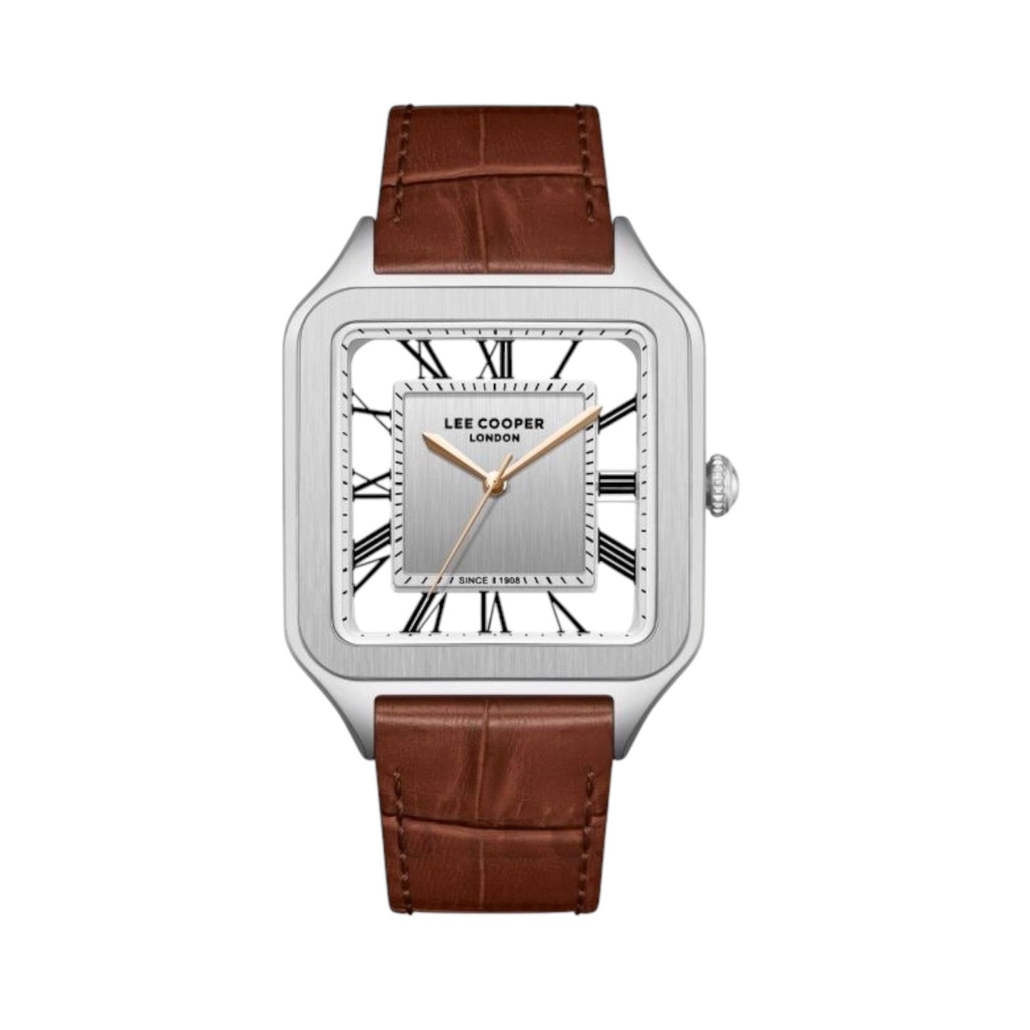 LEE COOPER LC08277.332 BROWN LEATHER BAND SILVER DIAL  FOR MEN