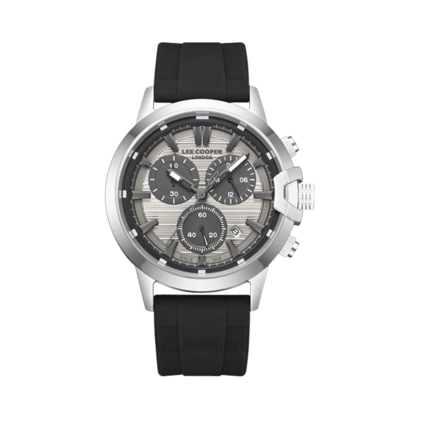 LEE COOPER LC08267.361 BLACK RUBBER BAND GREY DIAL  FOR MEN
