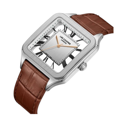 LEE COOPER LC08277.332 BROWN LEATHER BAND SILVER DIAL  FOR MEN