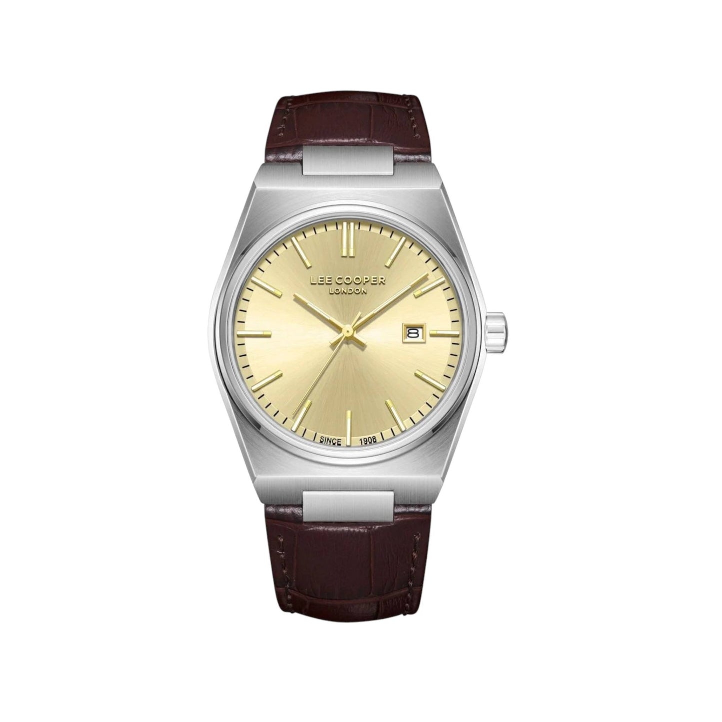 LEE COOPER LC08261.312 BROWN LEATHER BAND GOLDEN DIAL  FOR MEN