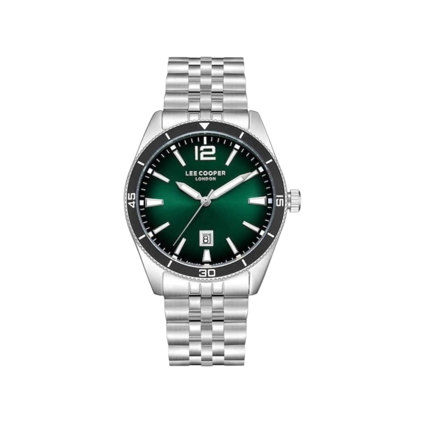 LEE COOPER LC08281.360 SILVER STEEL BAND GREEN DIAL  FOR MEN