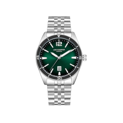 LEE COOPER LC08281.360 SILVER STEEL BAND GREEN DIAL  FOR MEN