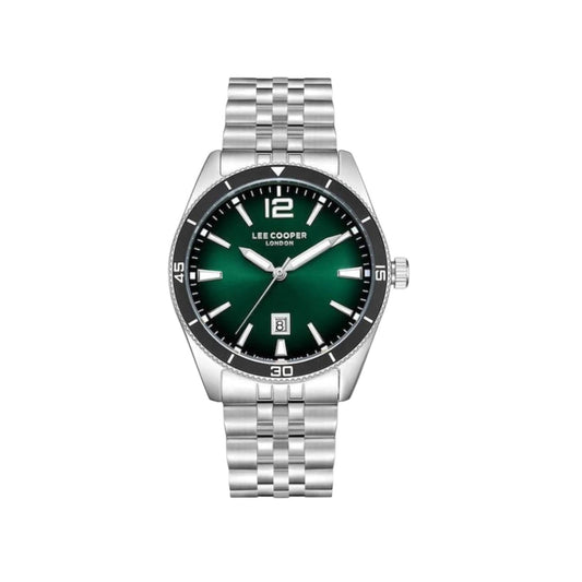 LEE COOPER LC08281.360 SILVER STEEL BAND GREEN DIAL  FOR MEN