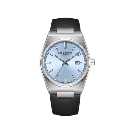LEE COOPER LC08261.301 BLACK LEATHER BAND BABY BLUE DIAL  FOR MEN