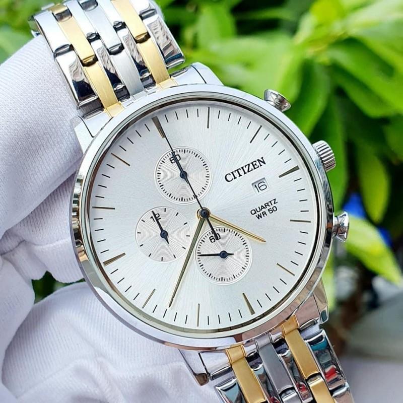 CITIZEN AN3614-54A SILVER AND GOLD STEEL BAND SILVER DIAL  FOR MEN