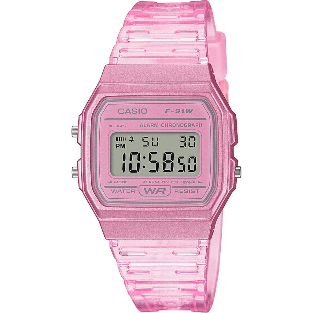 Casio Pink Transparent Rubber Digital F-91WS-4D