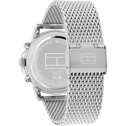 TOMMY HILFIGER 1710749 SILVER STEEL BAND BLACK DIAL  FOR MEN