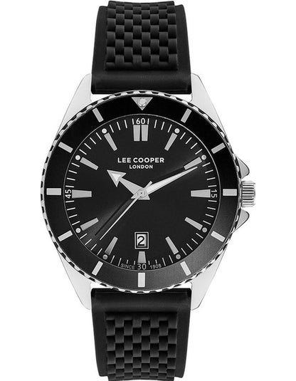 LEE COOPER LC07361.351 BLACK RUBBER BAND BLACK DIAL  FOR MEN