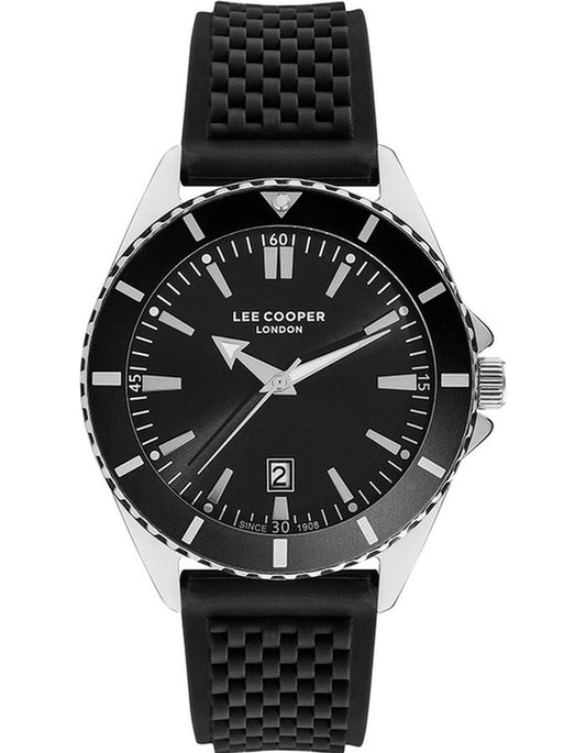 LEE COOPER LC07361.351 BLACK RUBBER BAND BLACK DIAL  FOR MEN
