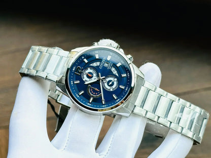 CITIZEN AN3690-56L SILVER STEEL BAND NAVY BLUE DIAL  FOR MEN