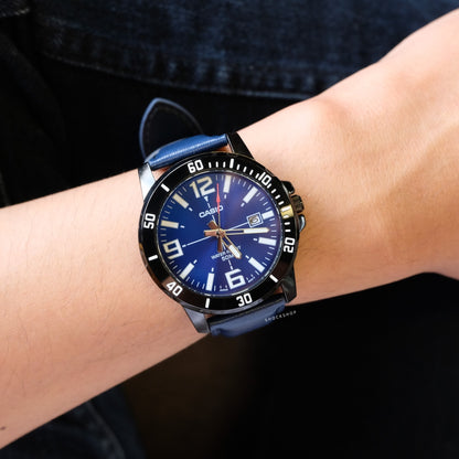 Casio, MTP-VD01BL-2BVUDF, Men's Watch - Black Leather